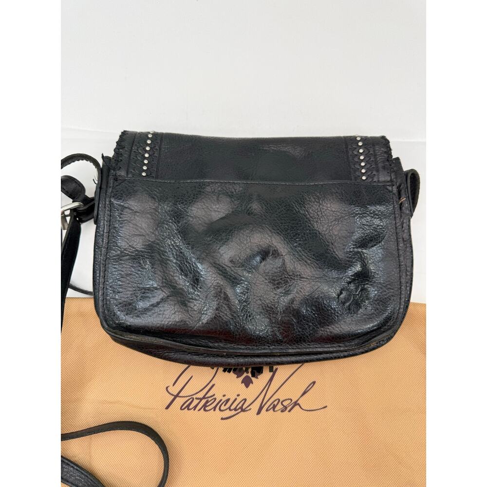 Patricia Nash Beaumont Black Tooled Leather Crossbody Bag Tassel Boho Western - Picture 2 of 13